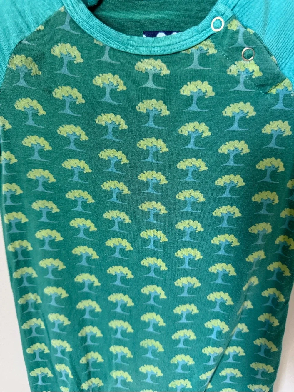 KicKee Pants Boys 3-6M Green Tree Print Bamboo Romper Short Sleeve Snap One Pc